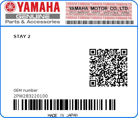 Product image: Yamaha - 2PW283220100 - STAY 2  0