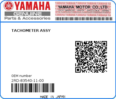 Product image: Yamaha - 2RD-83540-11-00 - TACHOMETER ASSY  0