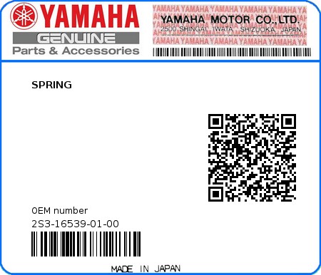 Product image: Yamaha - 2S3-16539-01-00 - SPRING  0