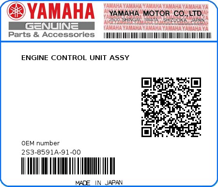 Product image: Yamaha - 2S3-8591A-91-00 - ENGINE CONTROL UNIT ASSY  0