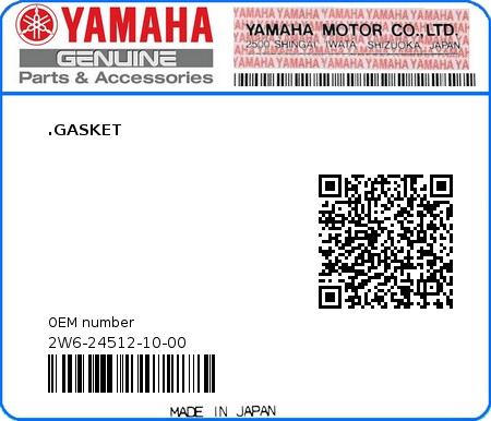 Product image: Yamaha - 2W6-24512-10-00 - .GASKET  0