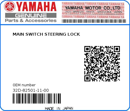Product image: Yamaha - 32D-82501-11-00 - MAIN SWITCH STEERING LOCK  0