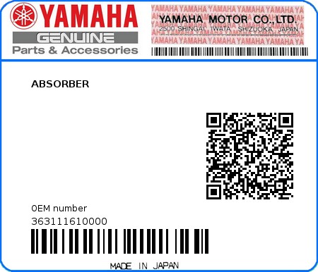 Product image: Yamaha - 363111610000 - ABSORBER  0