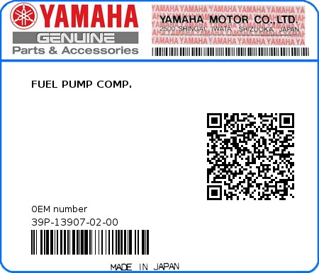 Product image: Yamaha - 39P-13907-02-00 - FUEL PUMP COMP.  0