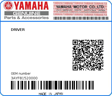 Product image: Yamaha - 3AYF81520000 - DRIVER  0