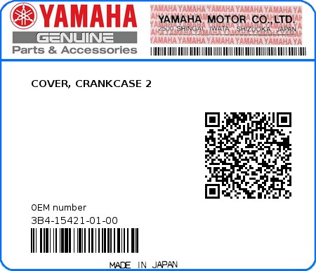 Product image: Yamaha - 3B4-15421-01-00 - COVER, CRANKCASE 2  0