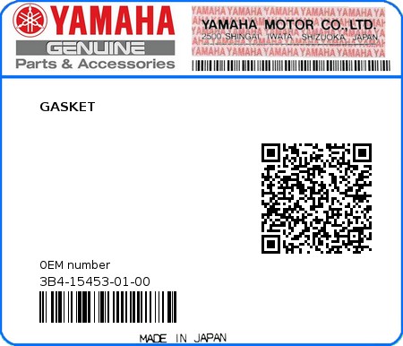 Product image: Yamaha - 3B4-15453-01-00 - GASKET  0