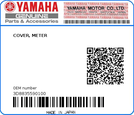 Product image: Yamaha - 3D8835590100 - COVER, METER  0