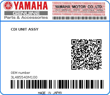Product image: Yamaha - 3L485540M100 - CDI UNIT ASSY  0
