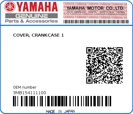Product image: Yamaha - 3MB154111100 - COVER, CRANKCASE 1  0