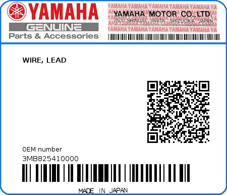 Product image: Yamaha - 3MB825410000 - WIRE, LEAD  0