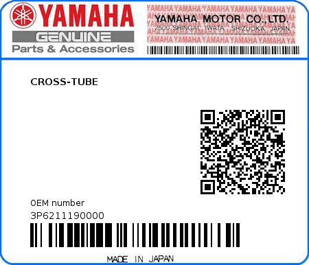 Product image: Yamaha - 3P6211190000 - CROSS-TUBE  0