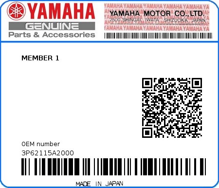 Product image: Yamaha - 3P62115A2000 - MEMBER 1  0