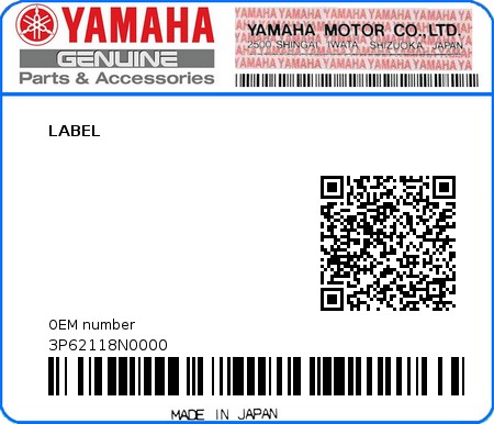 Product image: Yamaha - 3P62118N0000 - LABEL  0