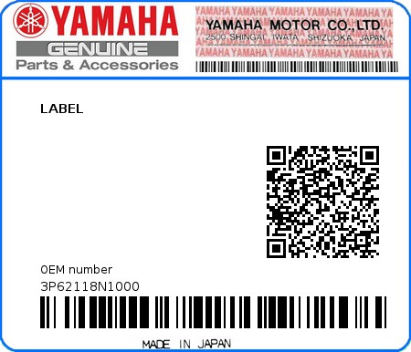 Product image: Yamaha - 3P62118N1000 - LABEL  0