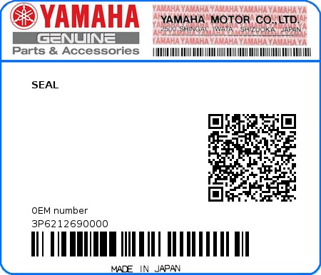 Product image: Yamaha - 3P6212690000 - SEAL  0
