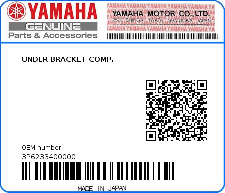 Product image: Yamaha - 3P6233400000 - UNDER BRACKET COMP.  0