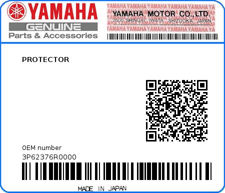 Product image: Yamaha - 3P62376R0000 - PROTECTOR  0