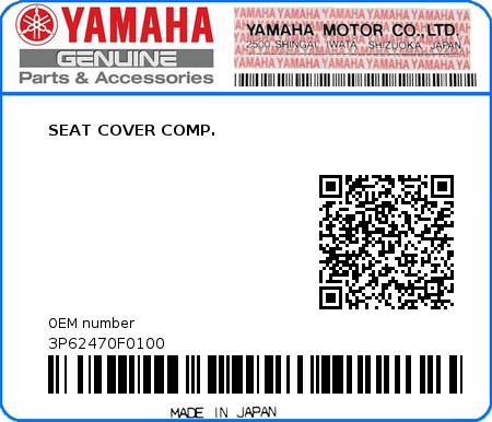 Product image: Yamaha - 3P62470F0100 - SEAT COVER COMP.  0