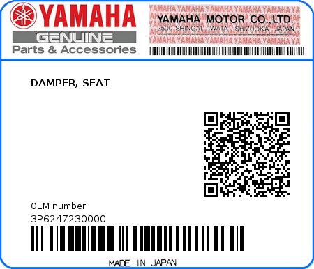 Product image: Yamaha - 3P6247230000 - DAMPER, SEAT  0