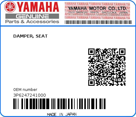 Product image: Yamaha - 3P6247241000 - DAMPER, SEAT  0