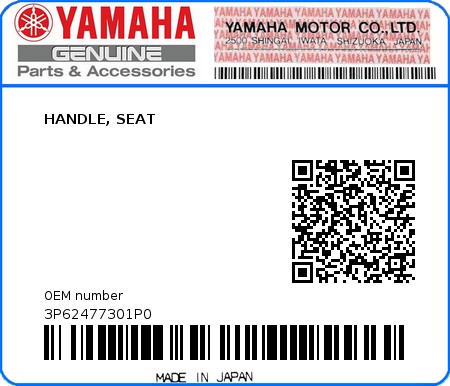 Product image: Yamaha - 3P62477301P0 - HANDLE, SEAT  0