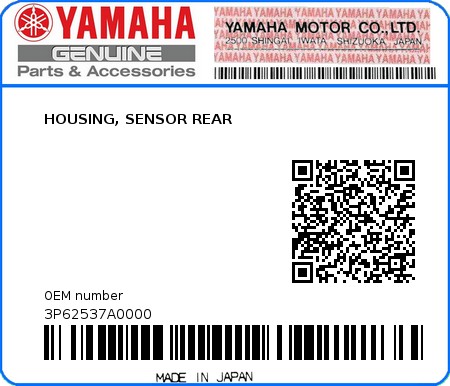 Product image: Yamaha - 3P62537A0000 - HOUSING, SENSOR REAR  0