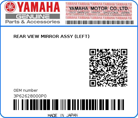 Product image: Yamaha - 3P62628000P0 - REAR VIEW MIRROR ASSY (LEFT)  0