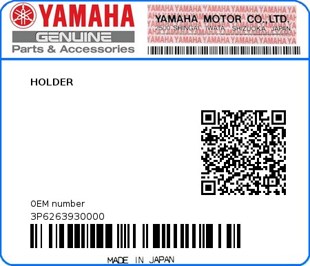 Product image: Yamaha - 3P6263930000 - HOLDER  0