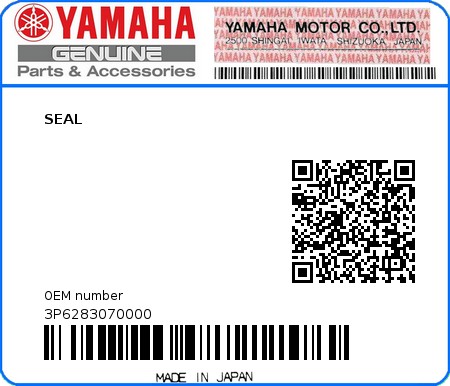 Product image: Yamaha - 3P6283070000 - SEAL  0