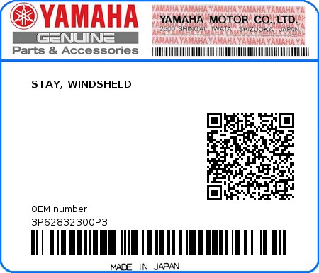 Product image: Yamaha - 3P62832300P3 - STAY, WINDSHELD  0