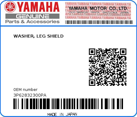 Product image: Yamaha - 3P62832300PA - WASHER, LEG SHIELD  0