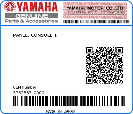 Product image: Yamaha - 3P62837L0000 - PANEL, CONSOLE 1  0