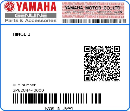 Product image: Yamaha - 3P6284440000 - HINGE 1  0