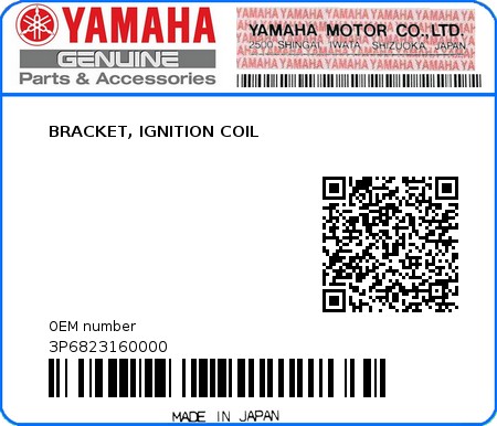 Product image: Yamaha - 3P6823160000 - BRACKET, IGNITION COIL  0