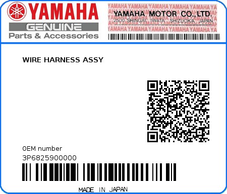 Product image: Yamaha - 3P6825900000 - WIRE HARNESS ASSY  0