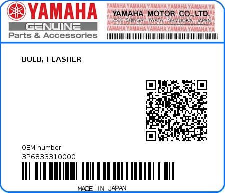 Product image: Yamaha - 3P6833310000 - BULB, FLASHER  0