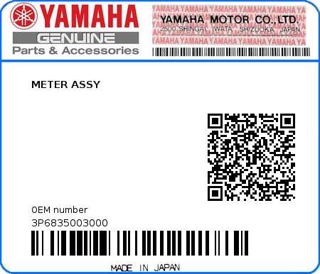 Product image: Yamaha - 3P6835003000 - METER ASSY  0
