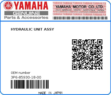 Product image: Yamaha - 3P6-85930-18-00 - HYDRAULIC UNIT ASSY  0