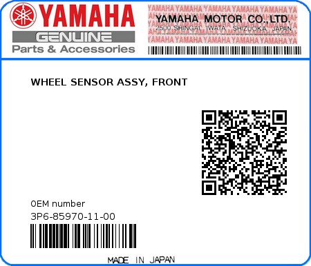 Product image: Yamaha - 3P6-85970-11-00 - WHEEL SENSOR ASSY, FRONT  0