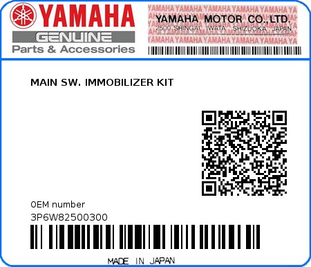 Product image: Yamaha - 3P6W82500300 - MAIN SW. IMMOBILIZER KIT  0