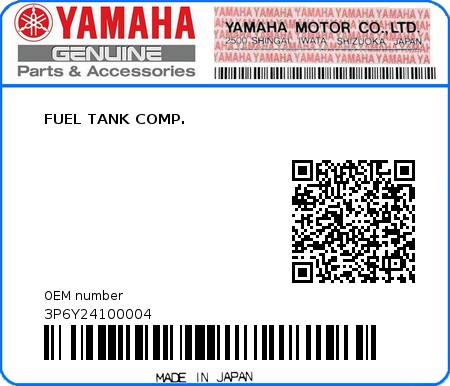 Product image: Yamaha - 3P6Y24100004 - FUEL TANK COMP.  0