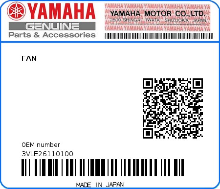 Product image: Yamaha - 3VLE26110100 - FAN  0
