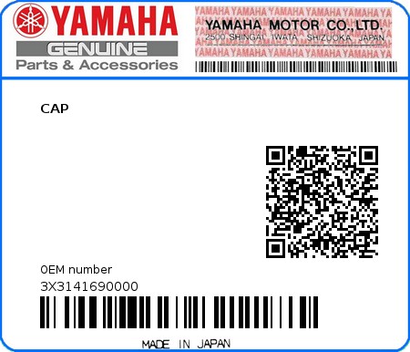 Product image: Yamaha - 3X3141690000 - CAP  0