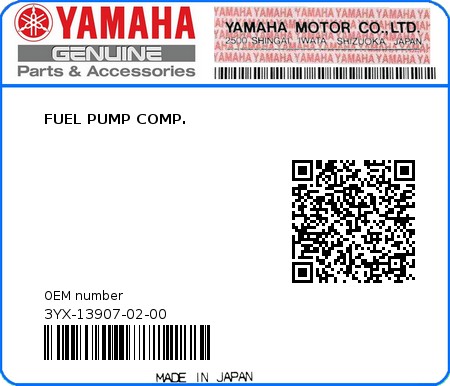 Product image: Yamaha - 3YX-13907-02-00 - FUEL PUMP COMP.  0