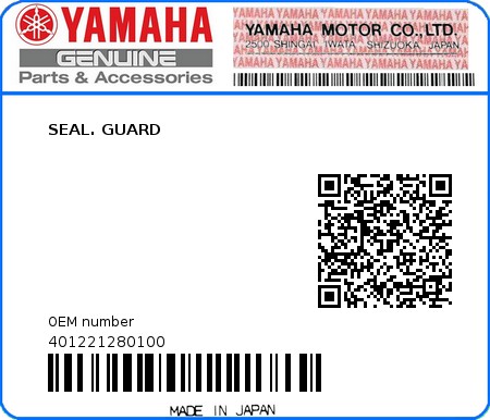 Product image: Yamaha - 401221280100 - SEAL. GUARD   0
