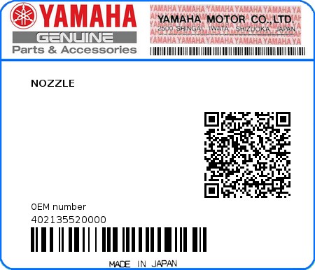 Product image: Yamaha - 402135520000 - NOZZLE  0