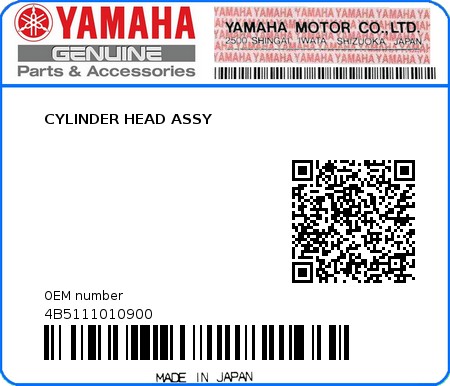 Product image: Yamaha - 4B5111010900 - CYLINDER HEAD ASSY  0