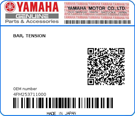 Product image: Yamaha - 4FM253711000 - BAR, TENSION  0