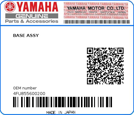 Product image: Yamaha - 4FU855600200 - BASE ASSY  0